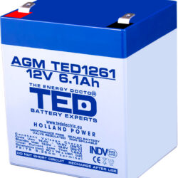Acumulator AGM VRLA 12V 6.1Ah plumb acid 90x70x98 mm F2 terminal TED Battery Expert Holland