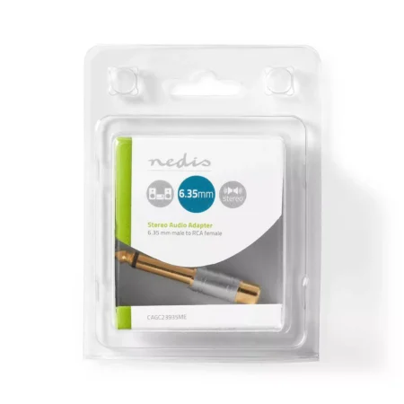 Adaptor audio MONO JACK 6.35 mm tata - RCA mama gri Nedis - imagine 3