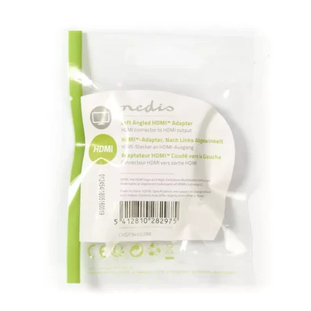 Adaptor HDMI - HDMI mama cotit stanga mare viteza cu Ethernet Nedis - imagine 4