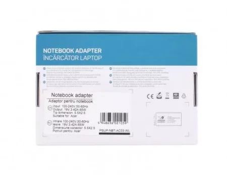 Alimentator pentru laptop ACER 19V 3.42A 65W 5.5x2.5 mm WELL - imagine 2