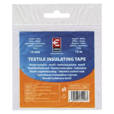 Banda adeziva izolatoare textila 15m x 15mm negru F6515 EMOS - imagine 2