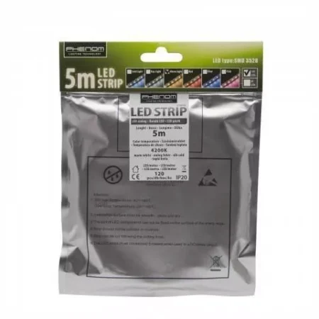 Banda LED 5m 120 Leduri alb mediu 4200K Phenom - imagine 3