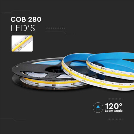 Banda LED COB 24V 10W/m 4000K IP20 5m V-tac SKU-212653 - imagine 2