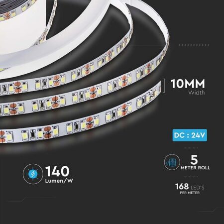 Banda LED SM2835 24V 12W/m 168LED/m 1680lm/m 4000K IP20 5M V-tac SKU-212597 - imagine 6
