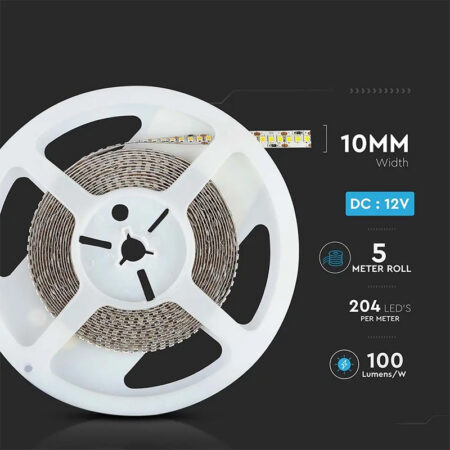 Banda LED SMD2835 12V 17W/m 204LED/m 800lm/m 4000K IP20 5M V-tac SKU-212462 - imagine 4