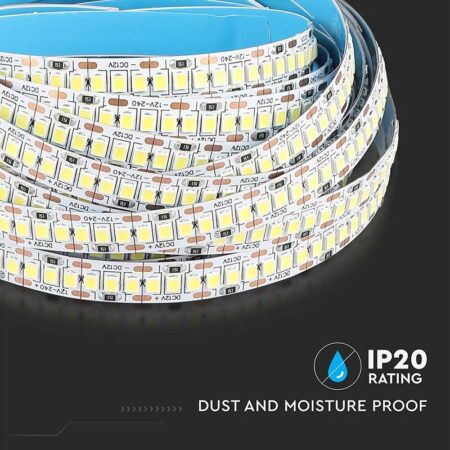 Banda LED SMD2835 12V 20W/m 240LED/m 2000lm/m 3000K IP20 5M V-tac SKU-212164 - imagine 6
