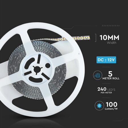 Banda LED SMD2835 12V 20W/m 240LED/m 2000lm/m 3000K IP20 5M V-tac SKU-212164 - imagine 8