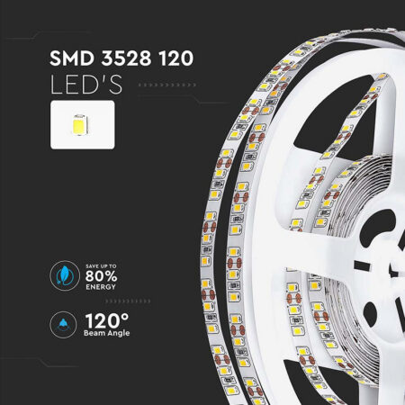 Banda LED SMD3528 120LED/m 6500K IP20 5m V-tac SKU-212002 - imagine 3