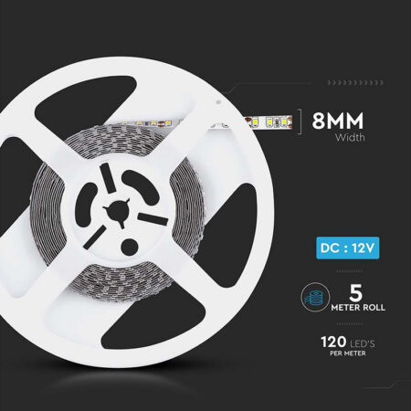 Banda LED SMD3528 120LED/m 6500K IP20 5m V-tac SKU-212002 - imagine 7