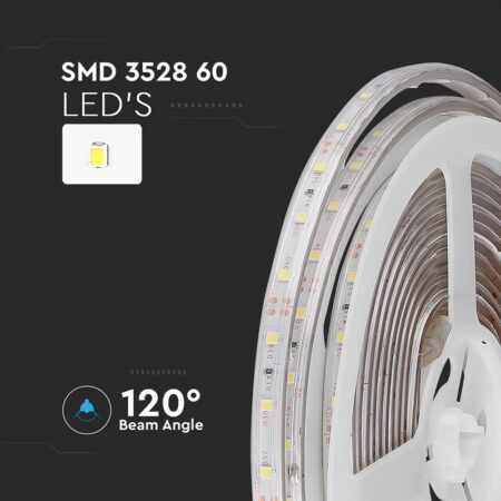 Banda LED SMD3528 12V 3.2W/m 60LED/m verde IP65 5M V-tac SKU-212034 - imagine 4