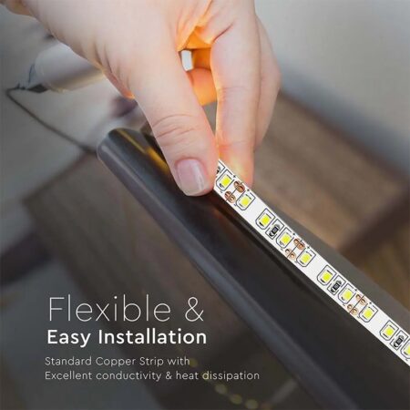 Banda LED SMD3528 12V 8W/m120LED/m 800lm/m 4000K IP20 5M V-tac SKU-212042 - imagine 4