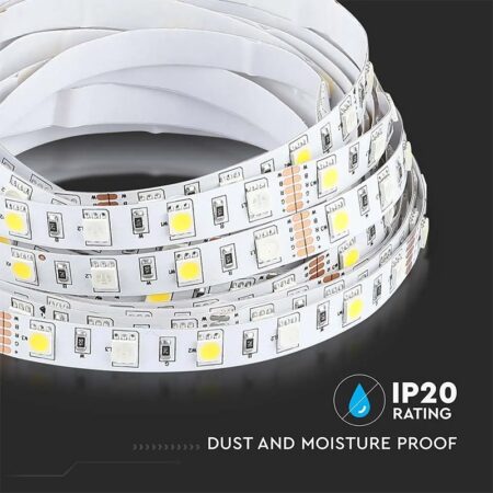 Banda LED SMD5050 60LED/m RGB +alb rece 6500K 12V IP20 5m V-TAC SKU-212159 - imagine 6