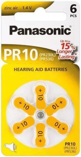 Baterii aparate auditive zinc-air V10 HA10 PR10 PR70 Panasonic 6buc