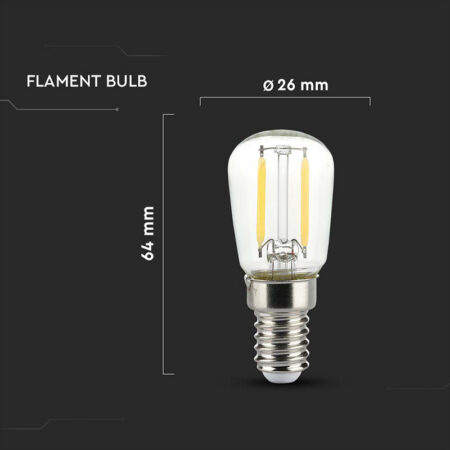 Bec E14 ST26 cu filament LED 2W 4000K alb neutru V-tac SKU-214445 - imagine 3