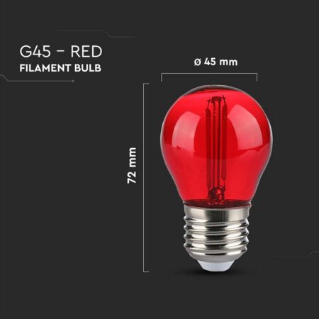 Bec LED G45 E27 2W cu filament lumina rosie V-tac SKU-217413 - imagine 3