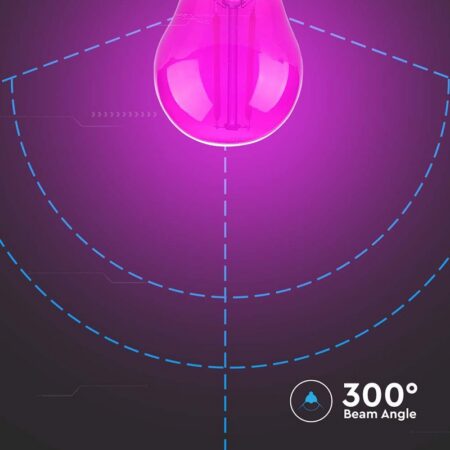 Bec LED G45 E27 2W cu filament lumina roz V-tac SKU-217410 - imagine 5