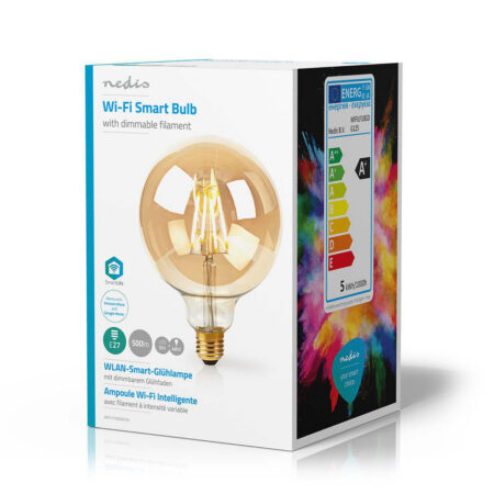 Bec Wi-Fi Smart LED cu filament Nedis E27 125mm 5W 500lm 2700K auriu - imagine 4