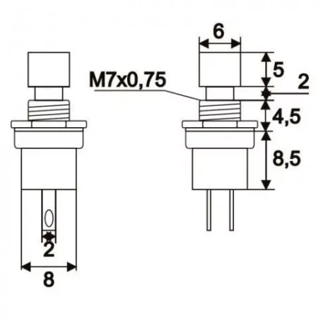 Buton 1 circuit 1.5A 250V OFF-(ON) fara retinere negru - imagine 2