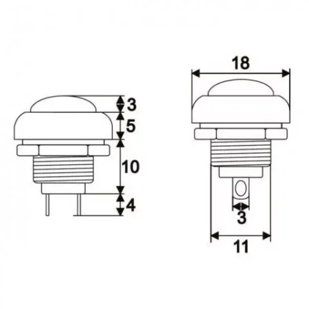 Buton 1 circuit 1A 250V OFF-(ON) verde fara retinere - imagine 2