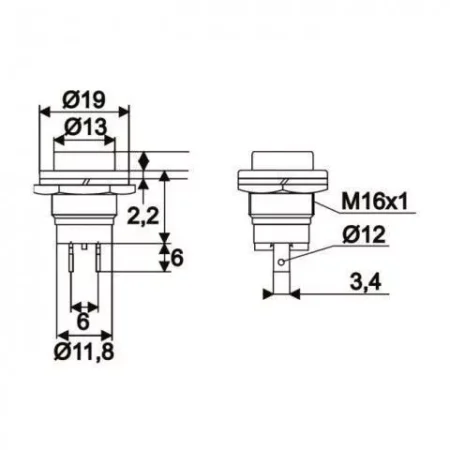 Buton 1 circuit Push ON 2A 250V OFF-(ON) fara retinere rosu 09065PI - imagine 2