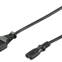 Cablu alimentare Euro la tip 2 pini 1.5m 2x0.75mm2 CUPRU 2.5A 250V negru