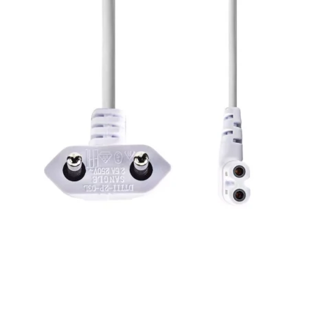 Cablu alimentare Euro tata cotit - 2 Pini IEC-320-C7 cotit 3m alb Nedis - imagine 2