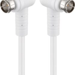 Cablu antena SAT 90 grade 80dB dublu ecranat 1.5m F tata rapida 90 - F tata rapida 90 complet ecranate alb Goobay 67341
