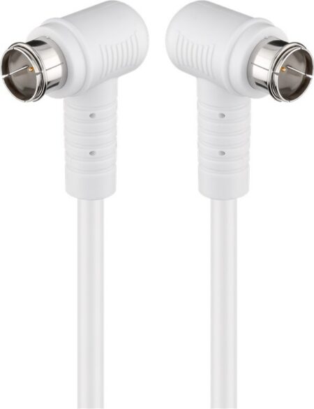 Cablu antena SAT 90 grade 80dB dublu ecranat 1.5m F tata rapida 90 - F tata rapida 90 complet ecranate alb Goobay 67341