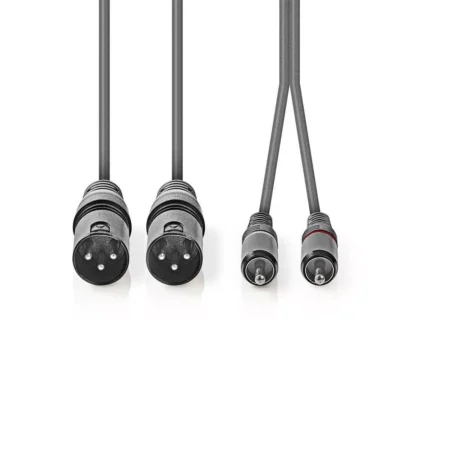 Cablu audio 2x XLR 3-Pini tata - 2x RCA tata 3m gri Nedis - imagine 2