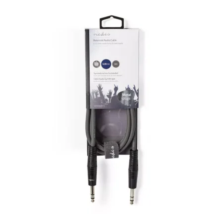 Cablu audio balansat Jack Stereo 6.35 mm tata - 6.35 mm tata 1.5m gri Nedis - imagine 3