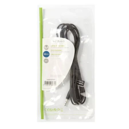Cablu audio Jack Stereo 3.5 mm tata - 3.5 mm mama 2m negru Nedis - imagine 3