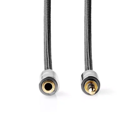 Cablu audio Jack stereo 3.5 mm tata - 3.5 mm mama Nedis 2m gri metal - imagine 2