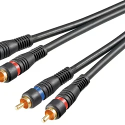 Cablu audio STEREO 2x RCA 0.2m tata-tata dublu ecranat OFC Goobay