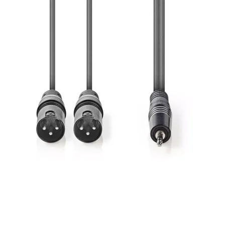 Cablu audio stereo 2x XLR 3-Pin tata - 3.5 mm Jack tata 1.5m gri Nedis - imagine 2