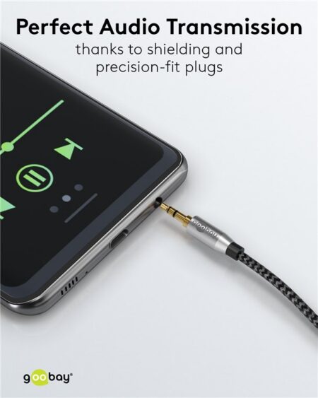 Cablu audio stereo AUX Jack 3.5 mm tata-tata 3m premium extrem de flexibil textil negru Goobay Plus 65275 - imagine 8