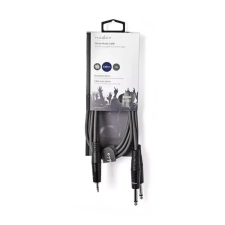 Cablu audio Stereo Jack 2x 6.35 mm tata mono - 3.5 mm tata Stereo 1.5m gri Nedis - imagine 3