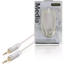Cablu audio stereo JACK 3.5 mm tata - tata 2m OFC alb Profigold