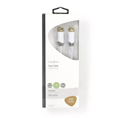 Cablu coaxial Nedis F tata - F tata 2m alb cupru dublu izolat - imagine 3