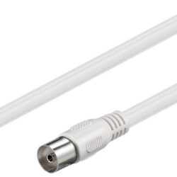 Cablu COAXIAL TV antena 1m mama-tata 75 ohm clasa A 85DB Dublu ecranat CCS alb 66612 Goobay