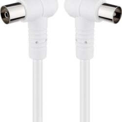 Cablu COAXIAL TV antena 3.5m cotit 90 grade mama-tata 75 ohm clasa A 85DB Dublu ecranat CCS alb 67355 Goobay