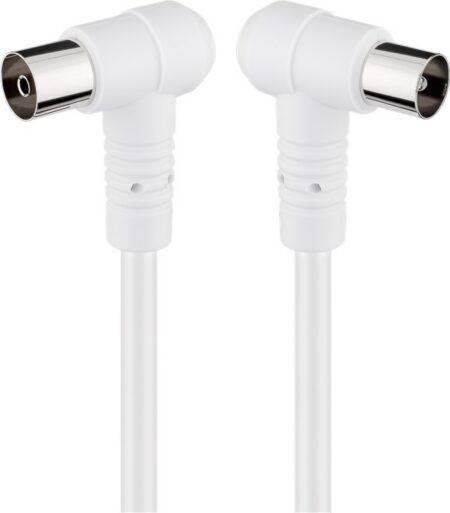 Cablu COAXIAL TV antena 3.5m cotit 90 grade mama-tata 75 ohm clasa A 85DB Dublu ecranat CCS alb 67355 Goobay