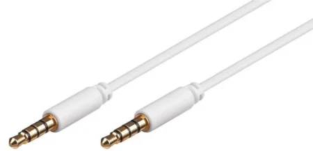 Cablu conector slim aurit Jack 4 pini 3.5 mm tata - 3.5 mm tata 1m alb cupru 4 contacte Goobay