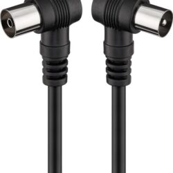 Cablu conexiune antena 2.5m negru conector cotit Goobay