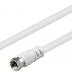 Cablu conexiune antena/ Satelit 2.5m F tata - Coaxial tata alb Goobay