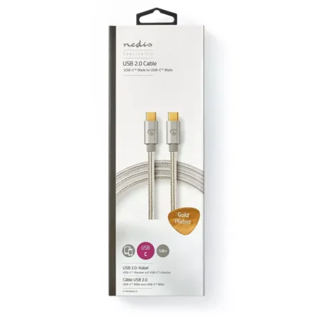 Cablu de alimentare si sincronizare USB type C 2.0 tata-tata 5A 100W aurit 2m argintiu Nedis - imagine 7