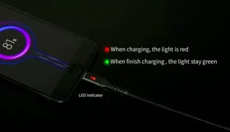 Cablu de date si incarcare USB Type C 1m Well indicator incarcare 3A negru - imagine 2