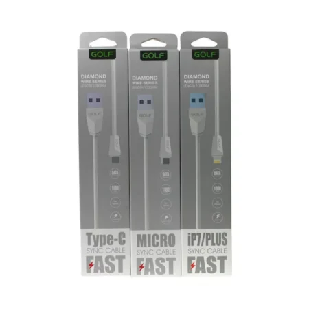 Cablu de incarcare USB Golf Diamond 2IN1 27I iPhone MICRO USB Alb - imagine 3