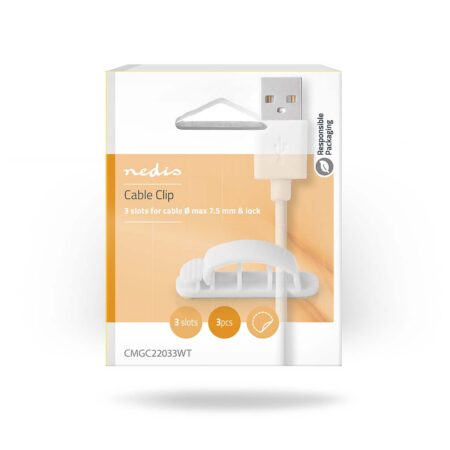 Cablu de management cu blocare clip 3buc 3 sloturi pentru cablu max 7.5 mm alb Nedis - imagine 5