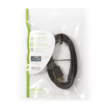 Cablu HDMI tata - micro HDMI 4K cu Ethernet 1.5m negru Nedis - imagine 2