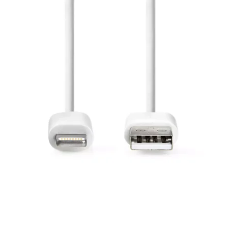 Cablu incarcator/date Apple Lightning 8-Pini - USB-A tata 1m 2.4A alb Nedis - imagine 2